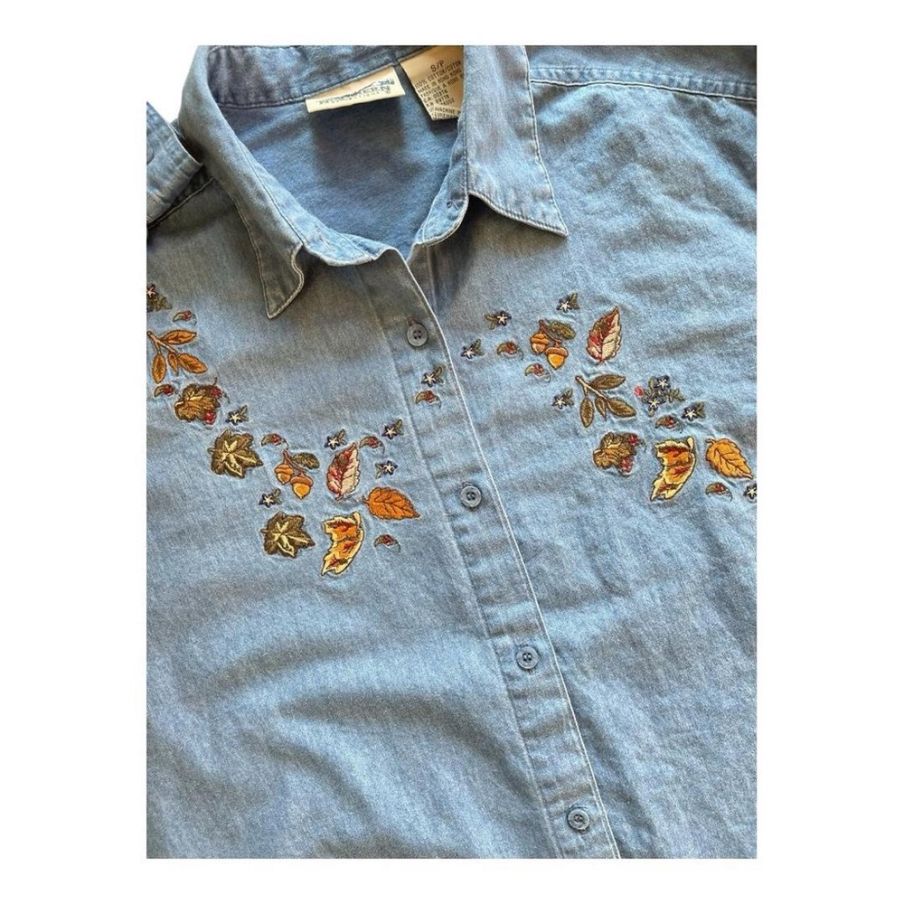 Vintage Northern Reflections Denim Button Down Long Sleeve Shirt Fall Leaves